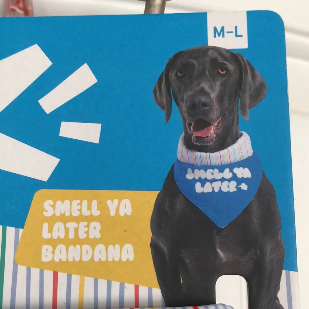 Bark Reversible Blue Striped Smell Ya Later Cooling Dog Bandana Medium-Large NEW - Picture 2 of 5